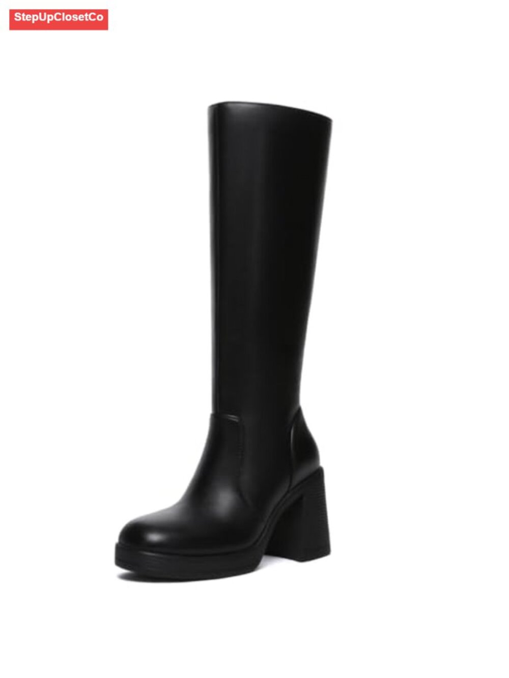 Knee High Platform Boots with Side Zipper Wide Calf Tall Boots